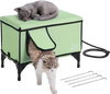 VEVOR Elevated Heated Cat House, Cuboid Kitty Shelter with Adjustable Temperature and Timer, 900D Oxford Cloth Foldable Cat Shelter with Heated Pad  for Winter to Stay Warm and Cozy, Green (Large)