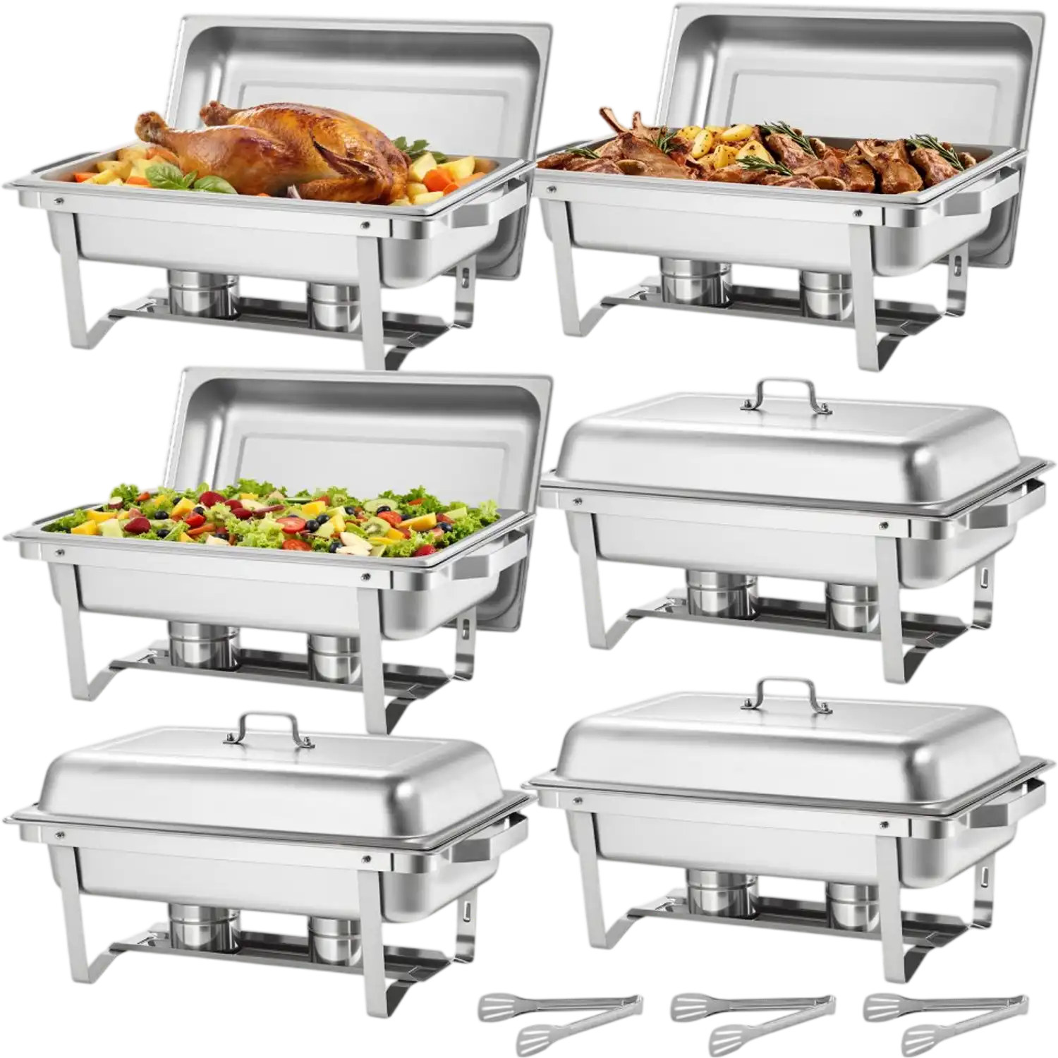 Vevor Chafing Dish 9 Qt 6-Piece Stainless Steel Buffet Warmer Set New