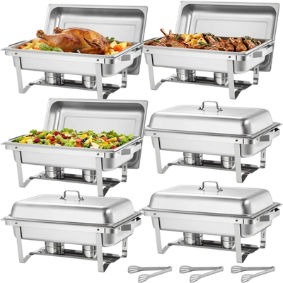 Vevor Chafing Dish 9 Qt 6-Piece Stainless Steel Buffet Warmer Set New