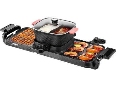 Vevor Hot Pot Grill 2300W 2-in-1 Electric Smokeless BBQ Pan with Removable Pot New