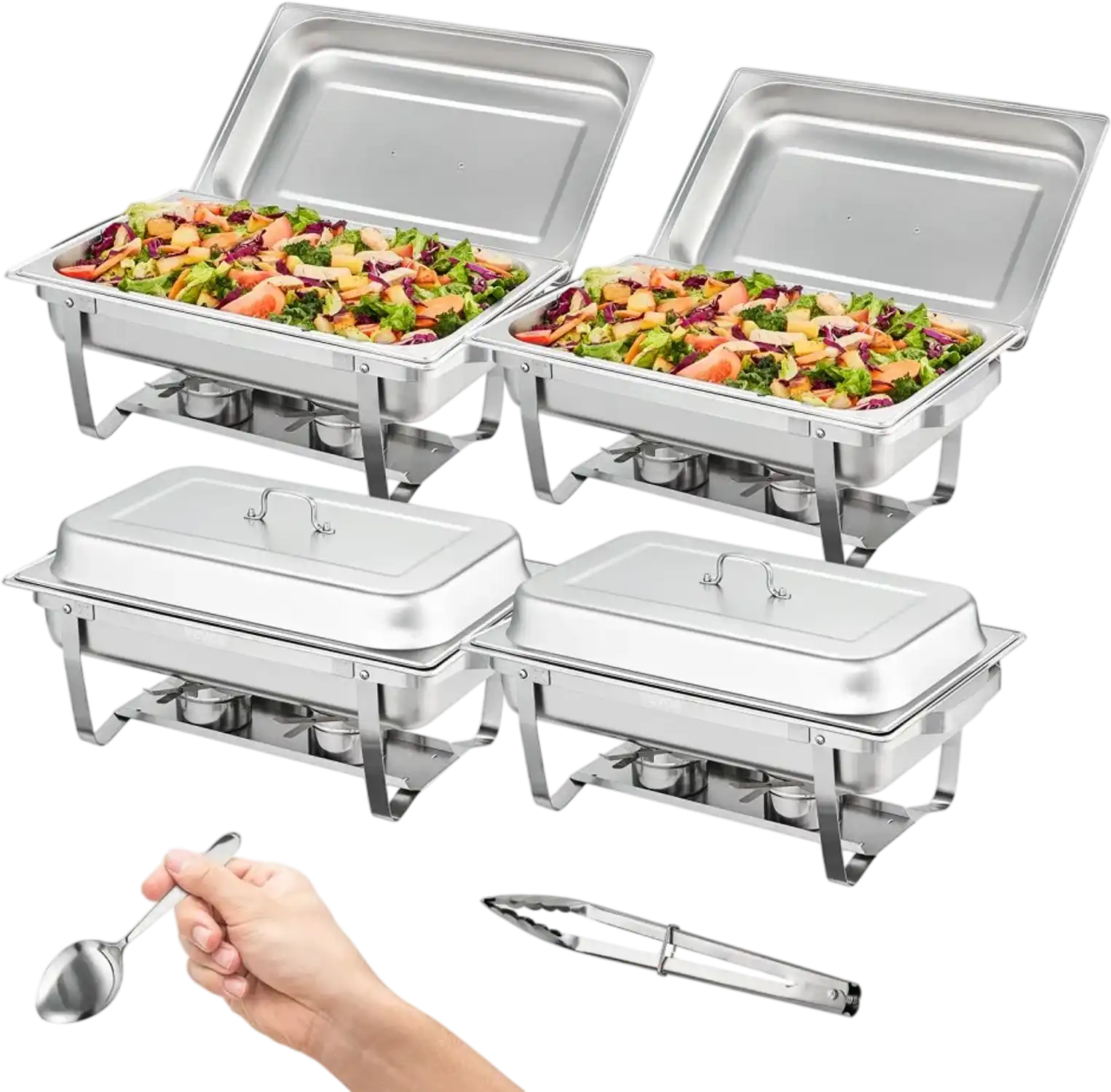 Vevor Chafing Dish Buffet Set 8 Qt 4-Pack Rectangular Stainless Steel Food Warmer New