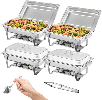 Vevor Chafing Dish Buffet Set 8 Qt 4-Pack Rectangular Stainless Steel ...