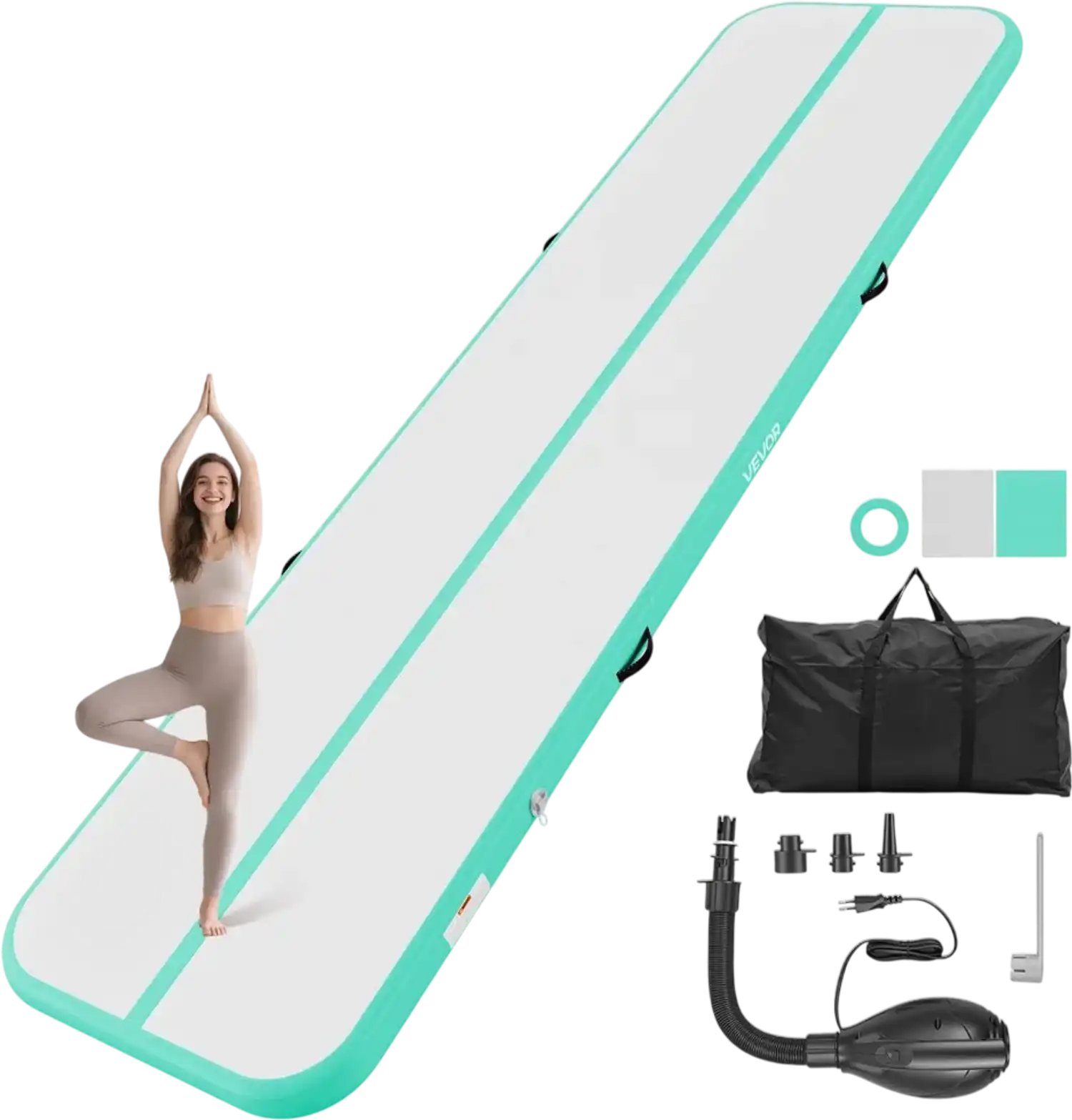 Vevor Inflatable Gymnastics Air Mat 13' Mint Green New