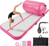 VEVOR Inflatable Gymnastics Air Mat with Air Barrel 10 ft Training Mats, 4 inches Thick Sturdy Tumble Track with Electric Pump, Tumbling Mat for Home Use/Gym/Outdoor/Yoga/Cheerleading, Pink