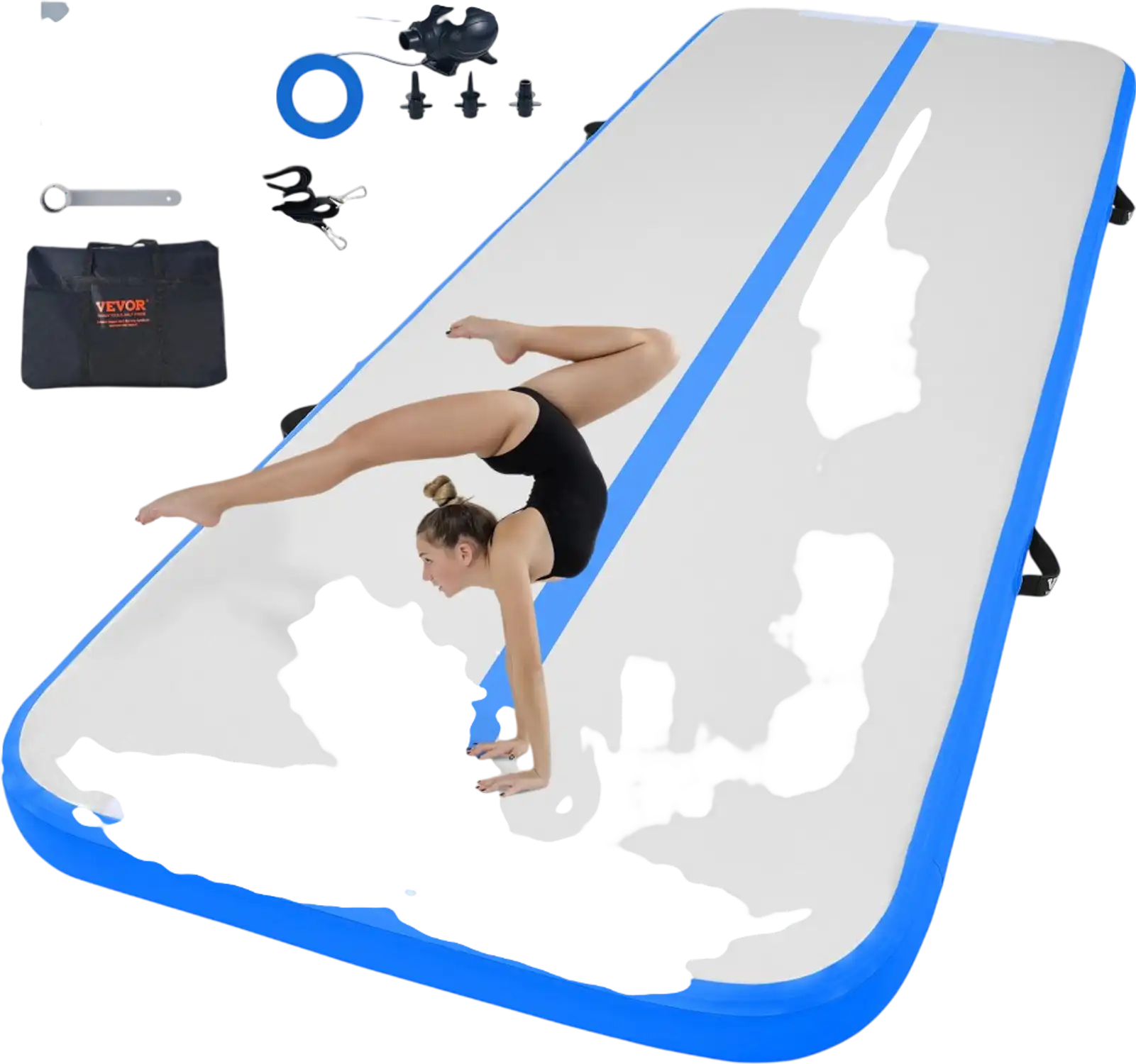 Vevor Gymnastics Air Mat Inflatable Tumbling Training Mat 10' Blue New