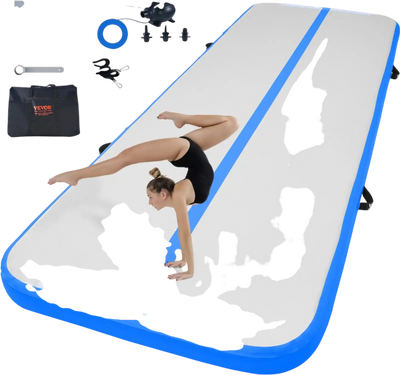 Vevor Gymnastics Air Mat Inflatable Tumbling Training Mat 10' Blue New