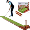 VEVOR Golf Putting Mat, 2 Hole Indoor Golf Putting Green, Wrinkle-Free Golf Training Aid, Mini Golf Set with Auto-Ball Return, Alignment Guide, 3 Ball, Wood Base, Game Practice Gift for Home Office