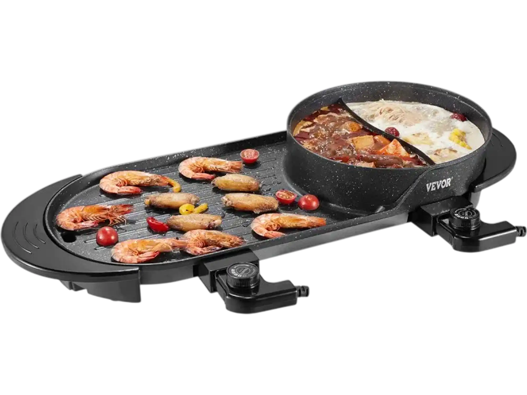 Vevor Hot Pot Grill 2-in-1 Electric Smokeless Korean BBQ Shabu Shabu 2200W New