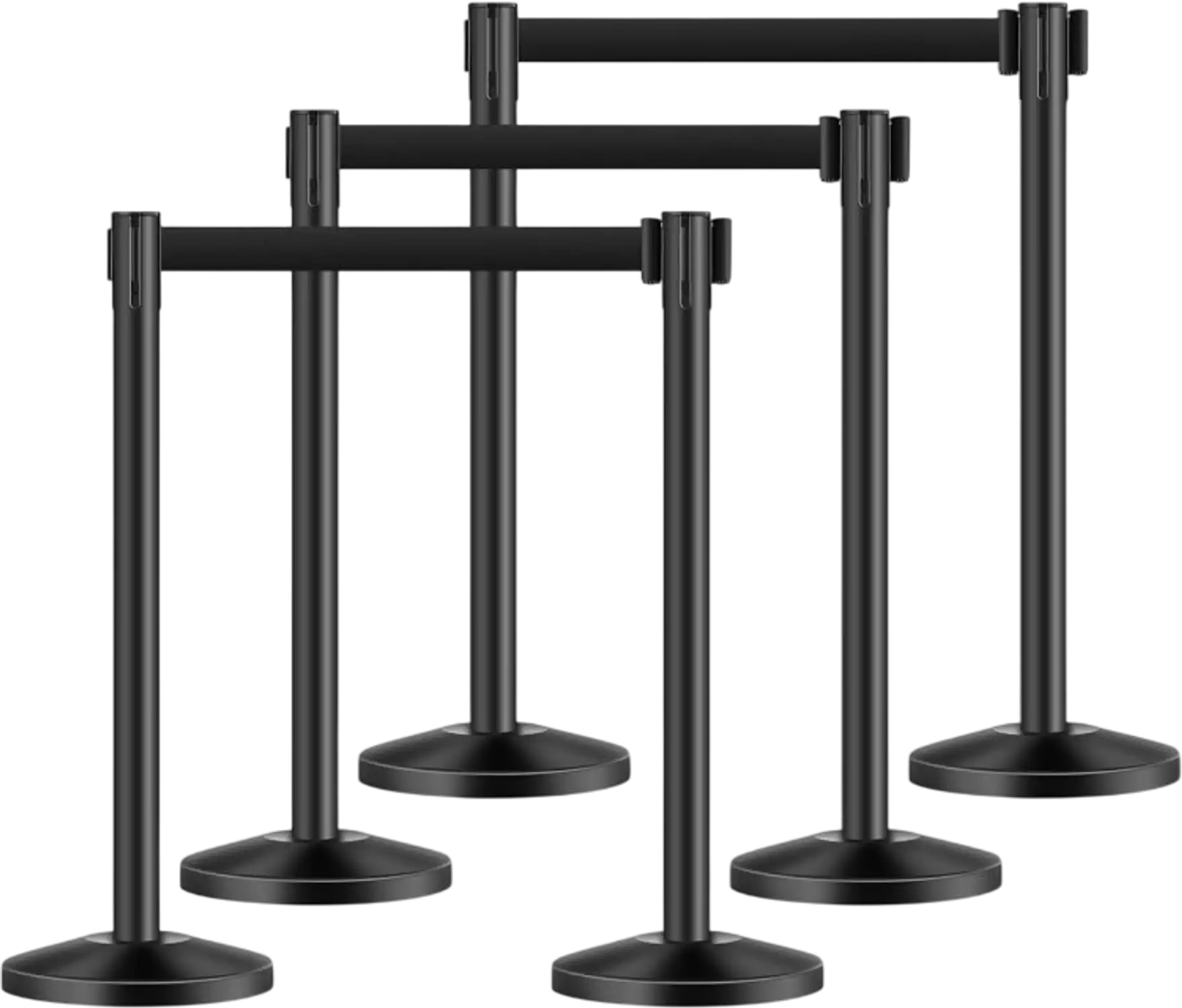 Vevor Stanchion Post 6-Pc Retractable Belt Crowd Control Barrier Set New