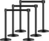 VEVOR Stanchion Post, 6 Pcs Stanchions with Retractable Belts, Carbon Steel Black Stanchions Queue with Sand Injection Hollow Base, Crowd Control Barriers for Theaters, Parties, Weddings, Exhibitions