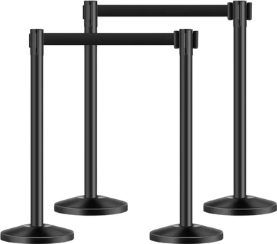 Vevor Stanchion Post 4-Pc Retractable Belt Barrier Set New