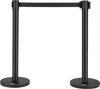 VEVOR Crowd Control Stanchions, 2-Pack Crowd Control Barriers, Carbon Steel Baking Painted Stanchion Queue Post with 6.5FT Black Retractable Belt, Belt Barriers Line Divider for Exhibition, Airport