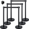 VEVOR Crowd Control Stanchions, 6-Pack Crowd Control Barriers with 3PCS 6.5FT Retractable Belt, Stanchion Posts Queue Pole for Crowd Control Barriers, Easy Assembly