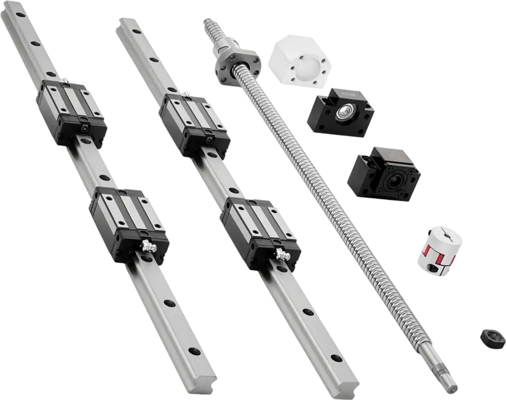 VEVOR Linear Rail Guide Kit, HGR20, 2PCS 600 mm (23.62 inch) Linear Rails and 1PCS Ball Screw, 4PCS Slide Blocks, with BF12/BK12 End Support, Coupling, and Nut Housing, for DIY CNC Routers Lathes