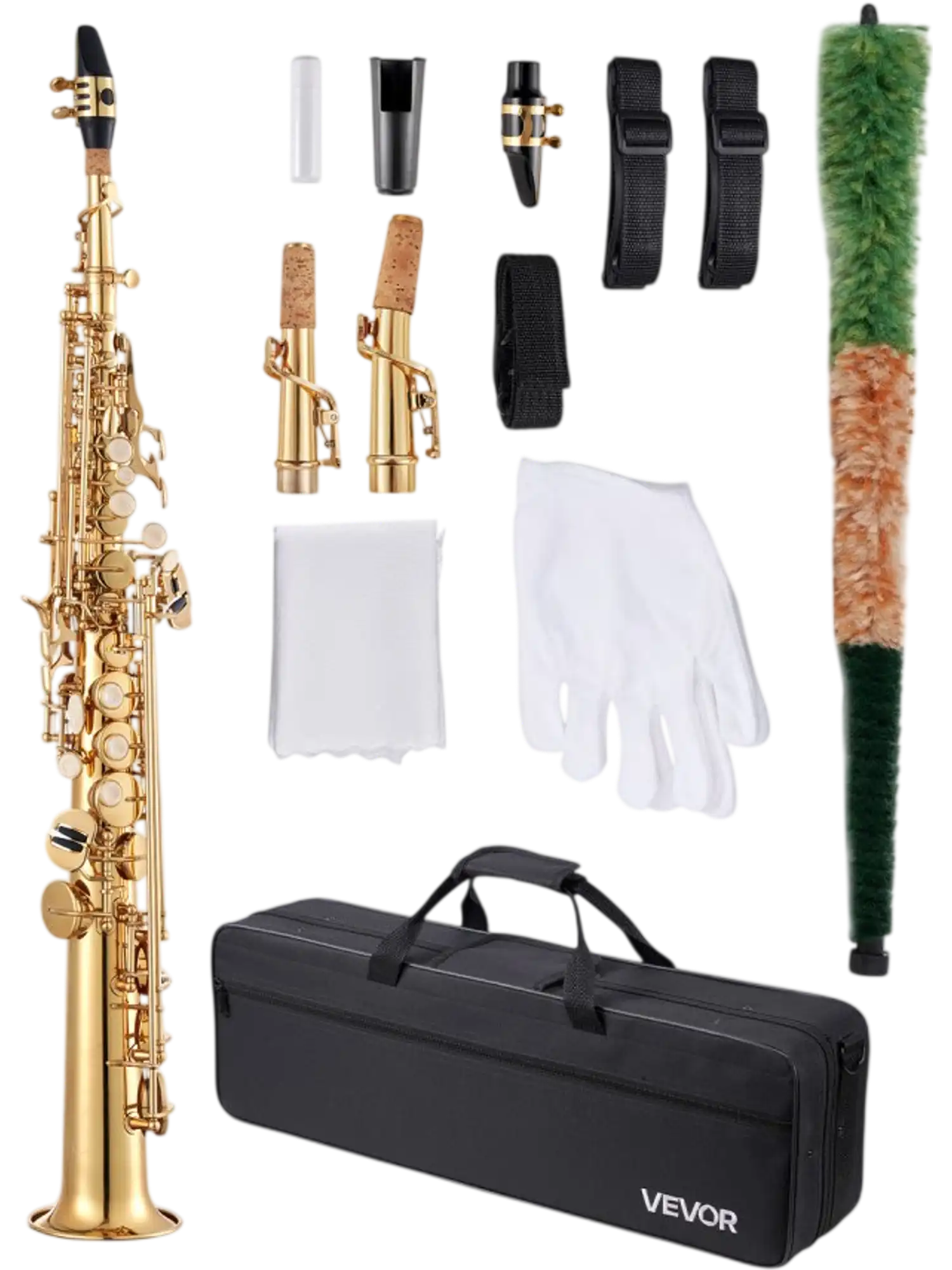 Vevor Soprano Saxophone B Flat Brass Beginner Kit with Case Gold New