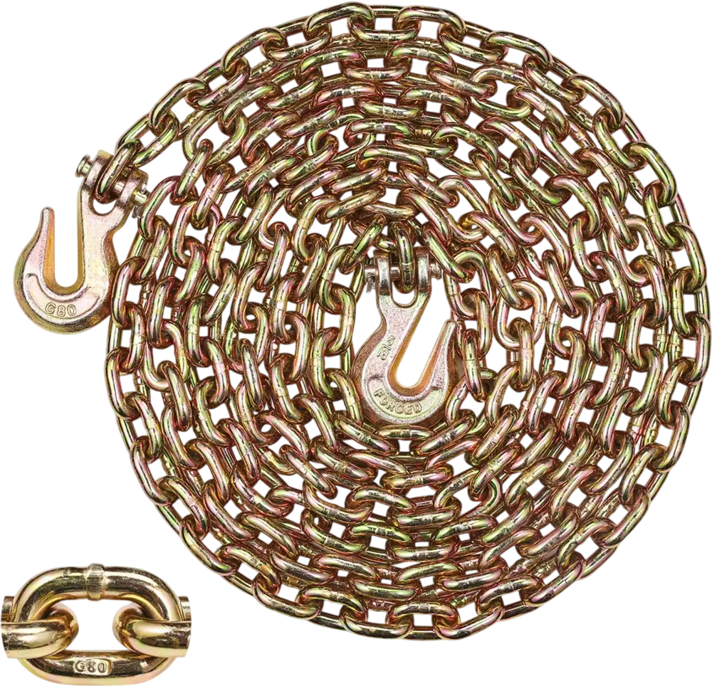 VEVOR G80 Transport Binder Chain, 5/16" x 14.2' Tow Chain with Clevis Grab Hooks, 4900 lbs Safe Working Load, Heavy Duty Trailer Logging Chain for Transporting Towing Truck Tie Down Binding Equipment