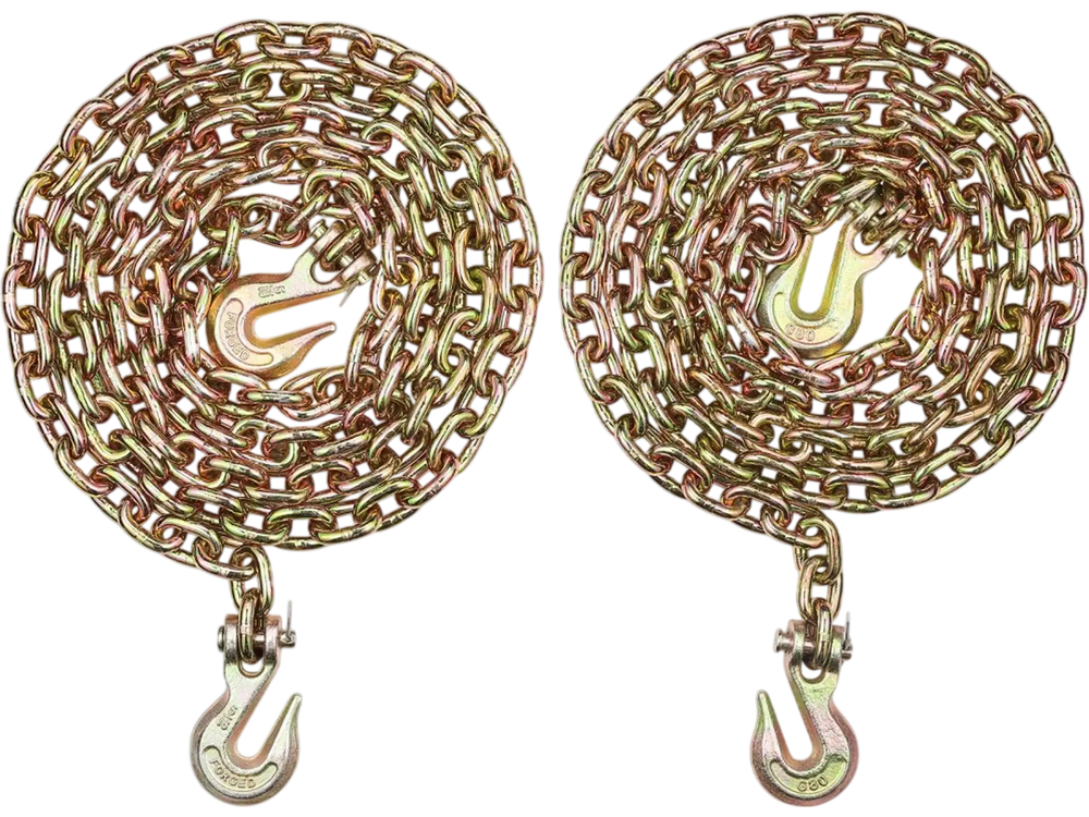 VEVOR G80 Transport Binder Chain, 5/16" x 9.84' 2-Pack Tow Chain with Clevis Grab Hooks, 4900 lbs Safe Working Load, Heavy Duty Logging Chain for Transporting Towing Truck Tie Down Binding Equipment