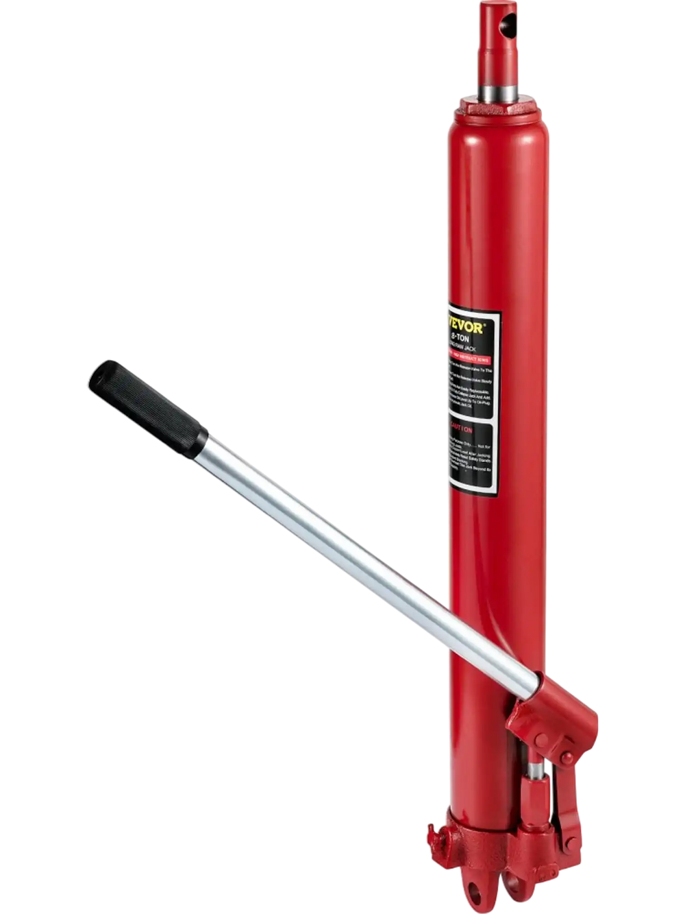 VEVOR Hydraulic Long Ram Jack, 8 Tons/17363 lbs Capacity, with Single Piston Pump and Clevis Base, Manual Cherry Picker with Handle, for Garage/Shop Cranes, Engine Lift Hoist, Red