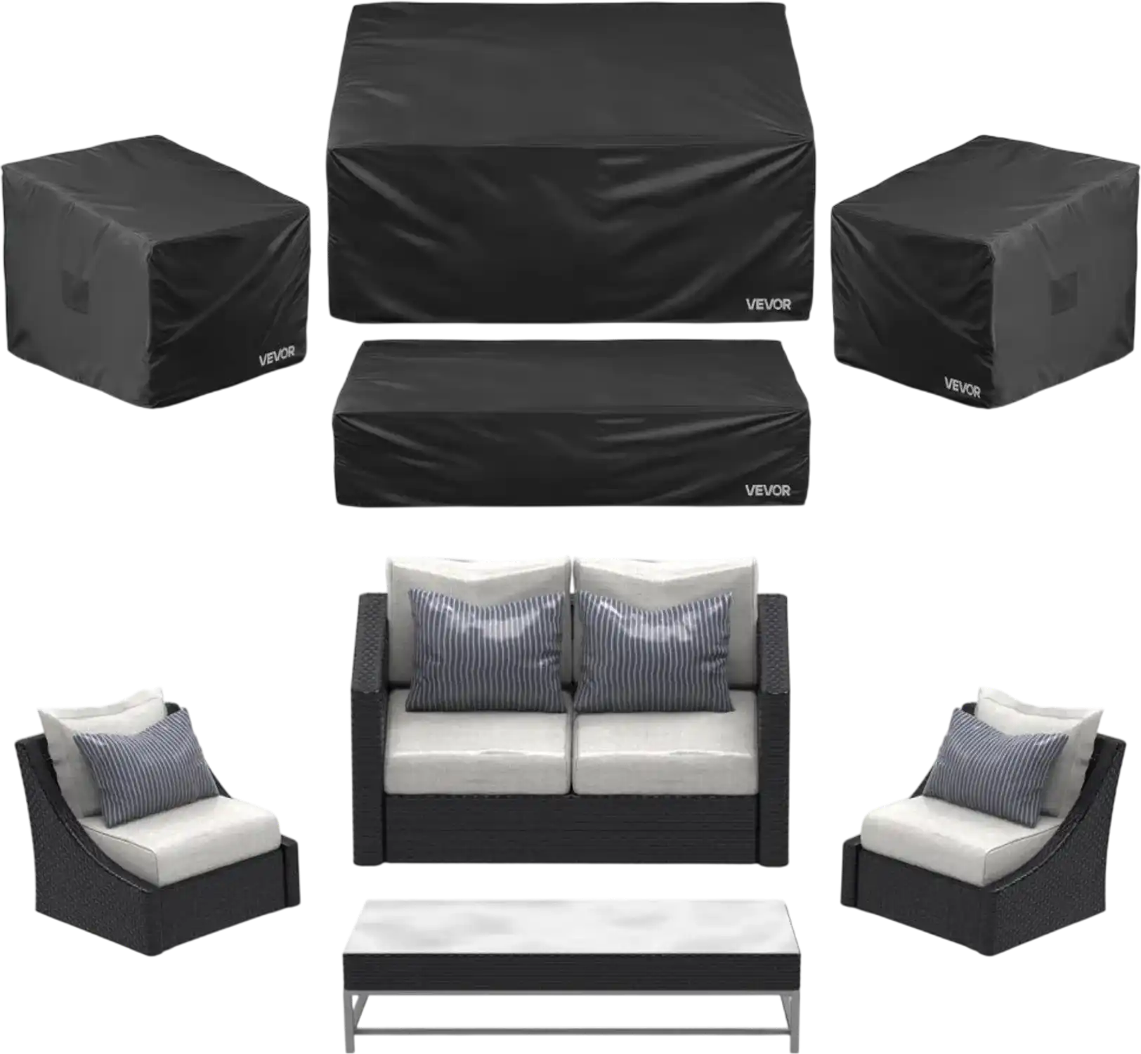 Vevor Patio Furniture Cover 4-Piece 420D Waterproof Outdoor Set New