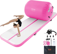 VEVOR Inflatable Gymnastics Air Mat Set, 2 PCS Tumbling Mat, Tumble Track with Electric Pump, Air Roller Barrel Gymnastics Equipment, Training Mats for Home Use/Gym/Yoga/Cheerleading/Beach/Park/Water