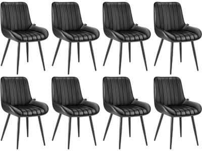Vevor Dining Chairs Modern Upholstered Accent Side Chairs Set of 8 Black New