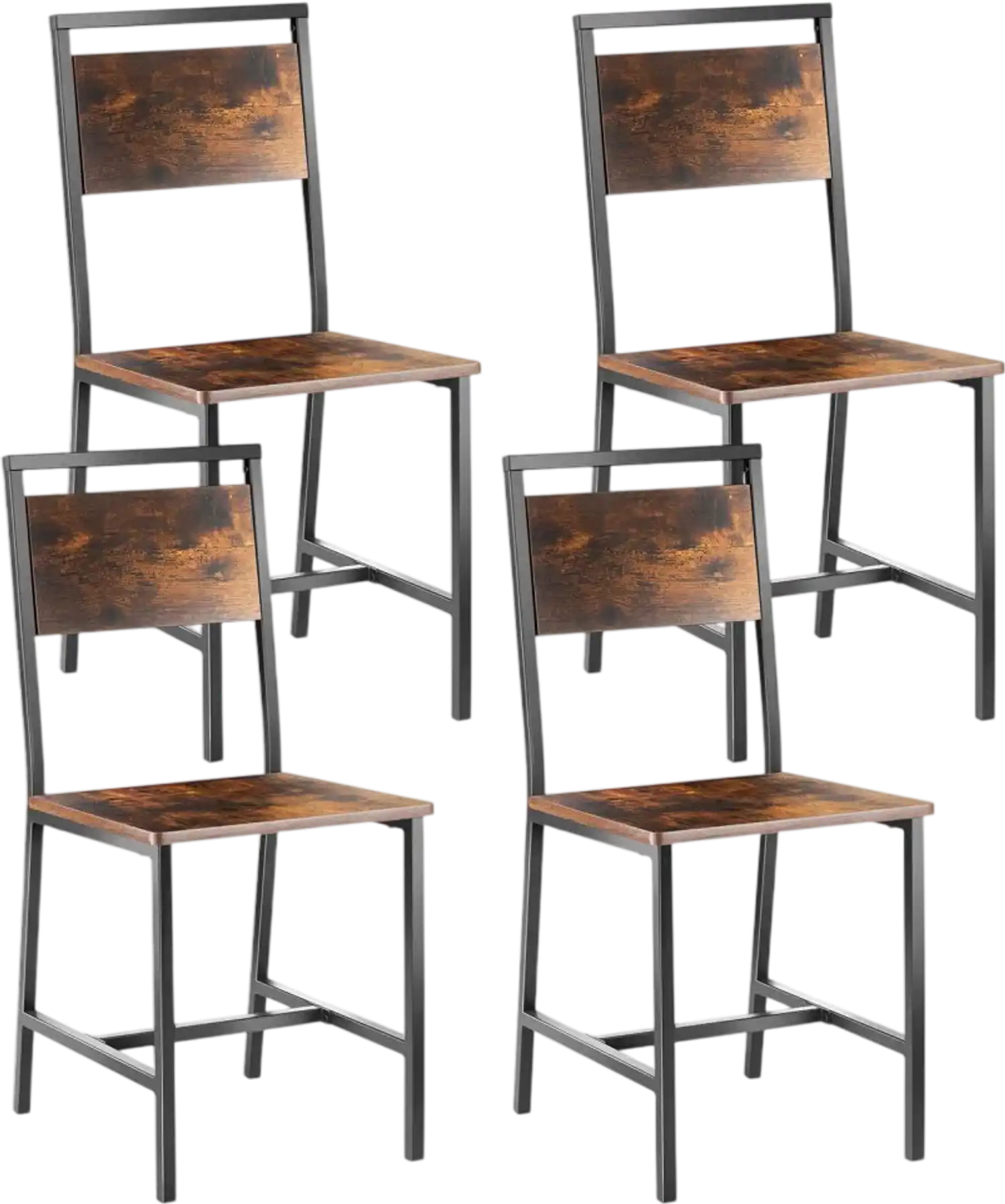 Vevor Dining Chairs Set of 4 Wooden Table Chairs with Metal Frame and Backrest New