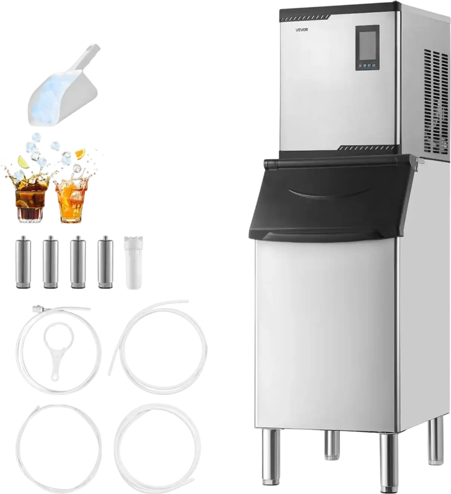 Vevor Ice Maker Commercial 300 lbs/24H Split-Design Ice Machine with 300 lbs Storage Bin New