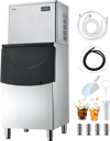 VEVOR Commercial Ice Maker Machine, 450LBS/24H Ice-Making Machine with 250LBS Stainless Steel Storage Bin, Auto Self-Cleaning Ice Maker with Touchscreen for Bar Cafe Restaurant Business Commercial