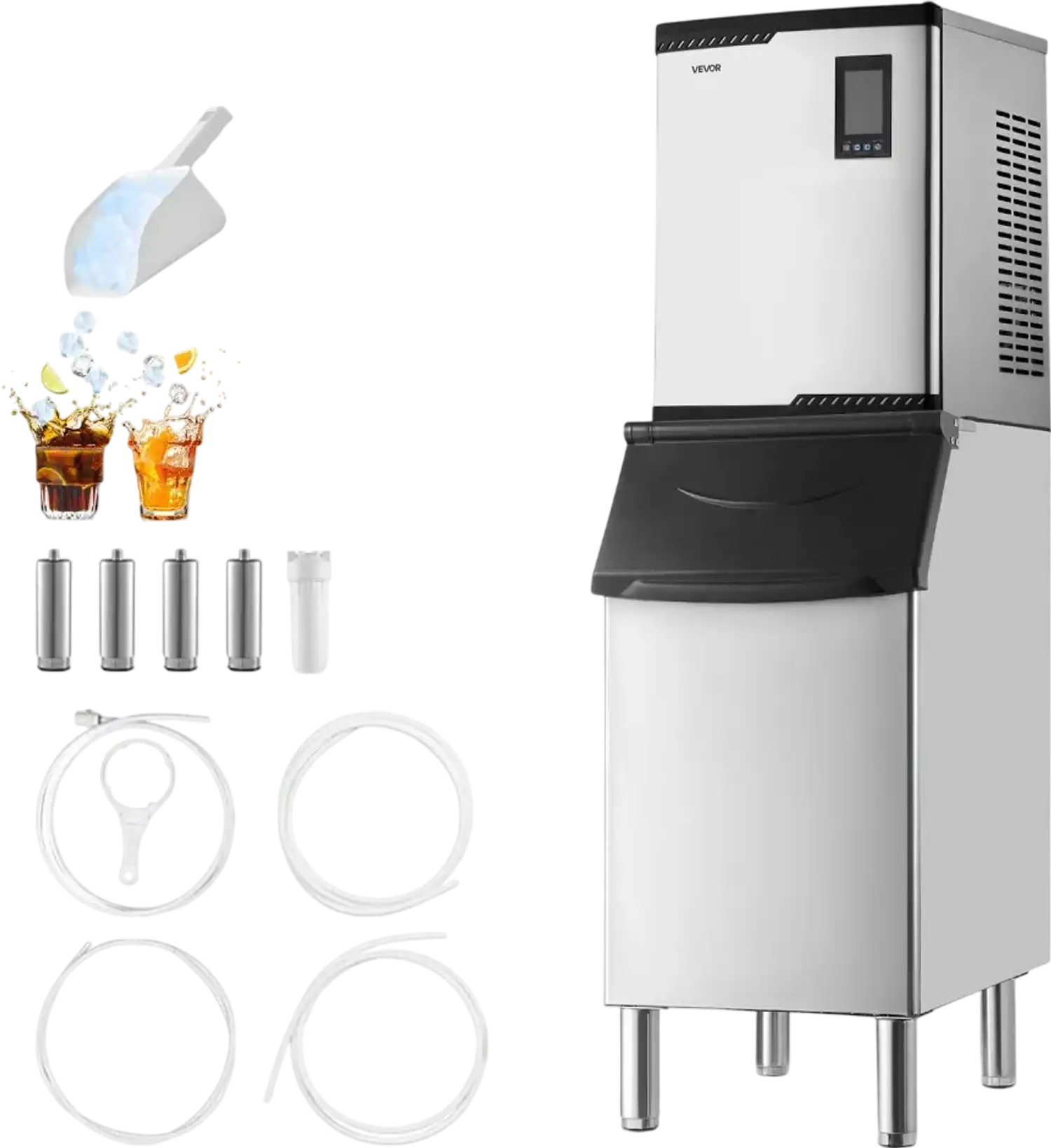Vevor Ice Maker Commercial 800 lbs/24H Split-Design Stainless Steel w/ 300 lbs Storage Bin New