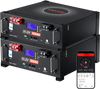 VEVOR 48V 200Ah LiFePO4 Lithium Battery, 2 Pack 100Ah, 10.24kWh Capacity, 51.2V Server Rack LiFePO4 Battery with Bluetooth, Max 6000 Cycles, LCD Display, for Off-Grid, Solar System, Backup Power