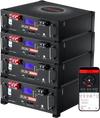 VEVOR 48V 400Ah LiFePO4 Lithium Battery, 4 Pack 100Ah, 20.48kWh Capacity, 51.2V Server Rack LiFePO4 Battery with Bluetooth, Max 6000 Cycles, LCD Display, for Off-Grid, Solar System, Backup Power