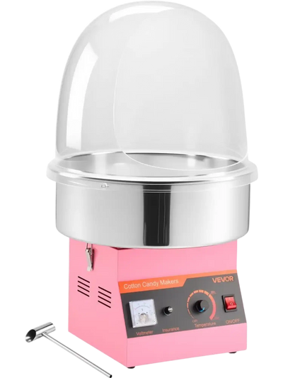 VEVOR Electric Cotton Candy Machine, 1000W Commercial Floss Maker With Cover, Commercial Cotton Candy Machine w/Stainless Steel Bowl & Sugar Scoop, Ideal for Carnival, Birthday, Family Party, Pink