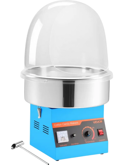 Vevor Cotton Candy Machine Electric Commercial Floss Maker with Cover 1000W Blue New