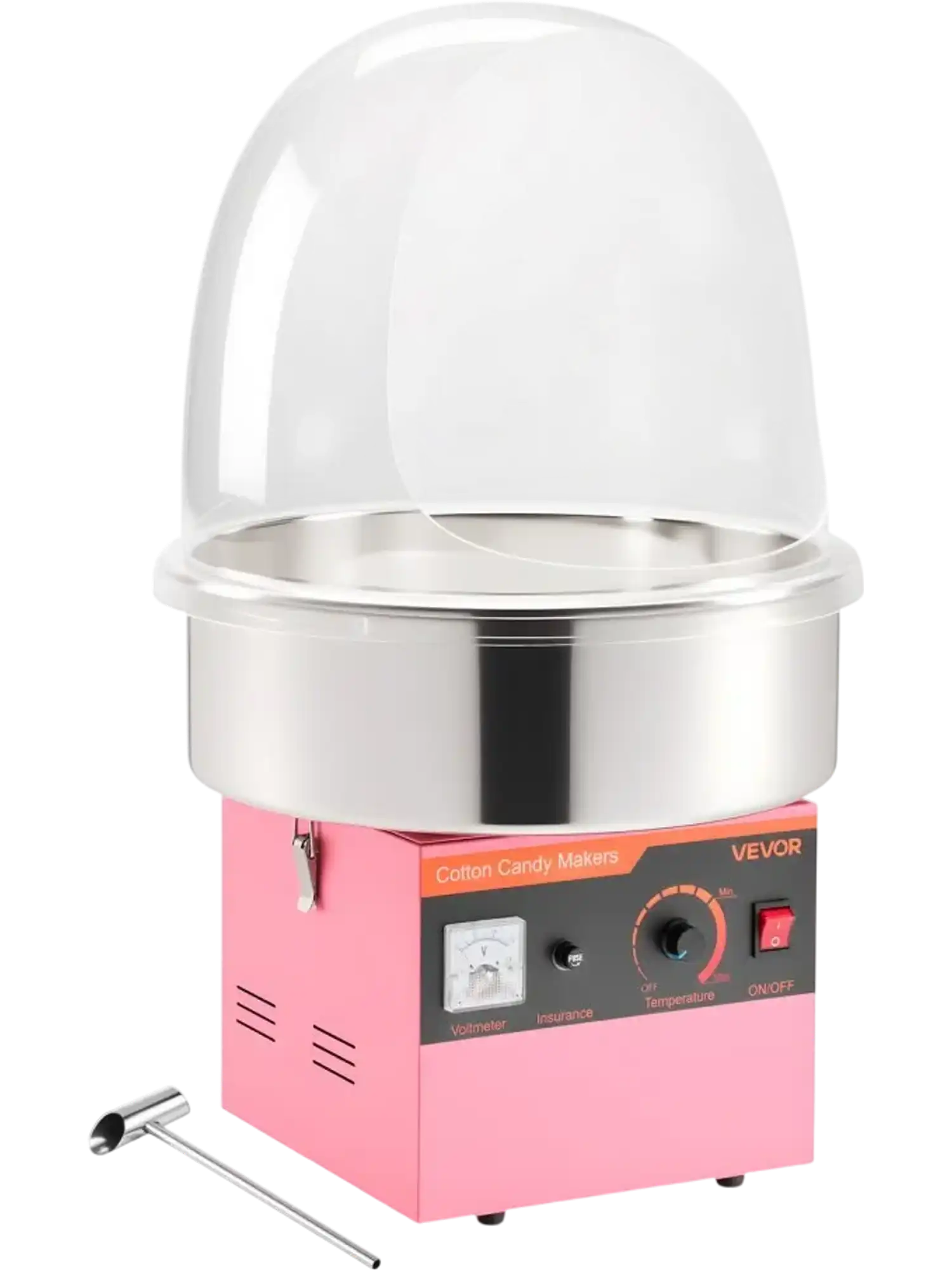 Vevor Cotton Candy Machine Electric Floss Maker with Cover 1000W Pink New