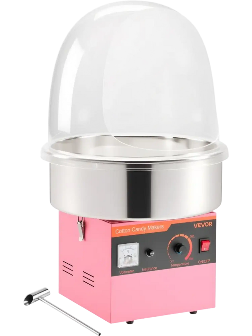 VEVOR Electric Cotton Candy Machine, 1000W Electric Floss Maker With Cover, Commercial Cotton Candy Machine w/Stainless Steel Bowl & Sugar Scoop, Ideal for Home, Carnival, Birthday, Family Party, Pink