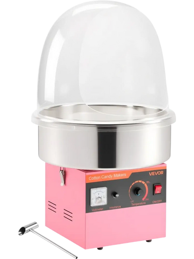 VEVOR Electric Cotton Candy Machine, 1000W Electric Floss Maker With Cover, Commercial Cotton Candy Machine w/Stainless Steel Bowl & Sugar Scoop, Ideal for Home, Carnival, Birthday, Family Party, Pink