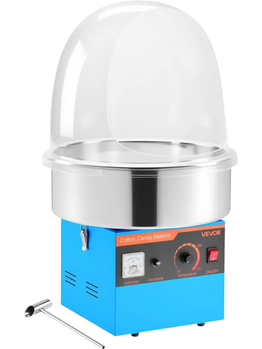 VEVOR Electric Cotton Candy Machine, 1000W Electric Floss Maker With Cover, Commercial Cotton Candy Machine w/Stainless Steel Bowl & Sugar Scoop, Ideal for Home, Carnival, Birthday, Family Party, Blue