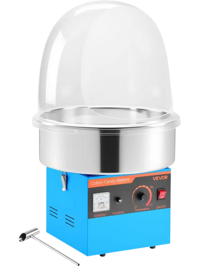 Vevor Cotton Candy Machine Electric Floss Maker with Cover 1000W Blue New