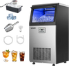 VEVOR Commercial Ice Maker Machine with Pump, 100 lbs/24h with 30 lbs Storage Capacity, Built-in/Freestanding/Under Counter, Stainless Steel Ice Maker with LED Display & Self-Cleaning, for Home Bar