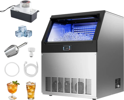 Vevor Ice Maker Commercial Freestanding 440 lbs/24h 85 lbs Storage with Pump Stainless Steel New