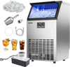 VEVOR Commercial Ice Maker Machine with Pump, 100 lbs/24h with 26 lbs Storage Capacity, Built-in/Freestanding/Under Counter, Stainless Steel Ice Maker with LED Display & Self-Cleaning, for Home Bar