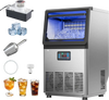 VEVOR Commercial Ice Maker Machine with Pump, 80 lbs/24h with 13 lbs Storage Capacity, Countertop/Freestanding/Under Counter, Stainless Steel Ice Maker with LED Display & Self-Cleaning, for Home Bar