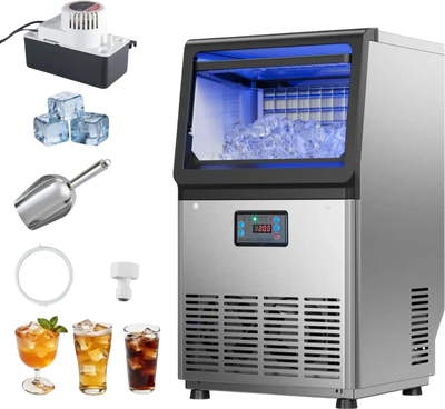 Vevor Ice Maker Commercial 80 lbs/24h Countertop Freestanding Under Counter Stainless Steel with Pump New