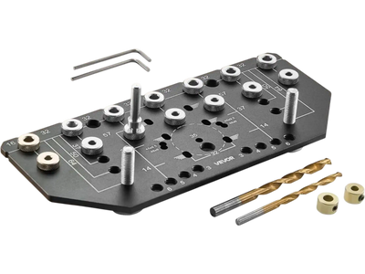 VEVOR Shelf Pin Jig and Hinge Jig Two-in-One, Aluminum Alloy Cabinet Hardware Hole Drilling Template with 1/4