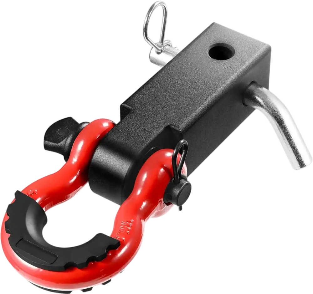 VEVOR Shackle Hitch Receiver, Fits 2" Receivers, 52900 lbs Breaking Strength, D Ring Shackle with Trailer Hitch Lock Pin, Heavy Duty Towing Accessories for Trucks, Jeeps, Off-Road Vehicle Recovery