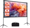 VEVOR Projector Screen with Stand, 100 Inch 160° Wide Angle Indoor Outdoor Projection Screen, 16:9 4K HD Wrinkleless Portable Dual-Tripod Screens with Carry Bag, for Movie Home Theater Presentation