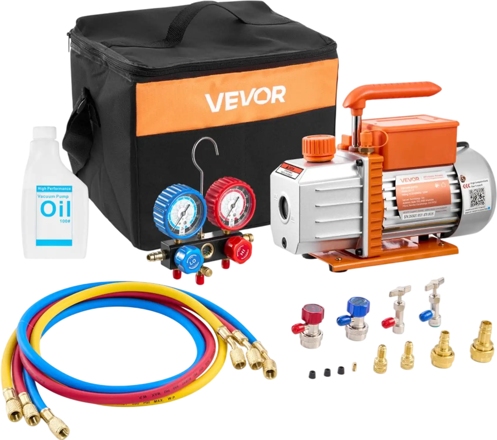 Vevor Vacuum Pump AC Gauge Set 4.5 CFM 1/3 HP Single Stage Rotary Vane New