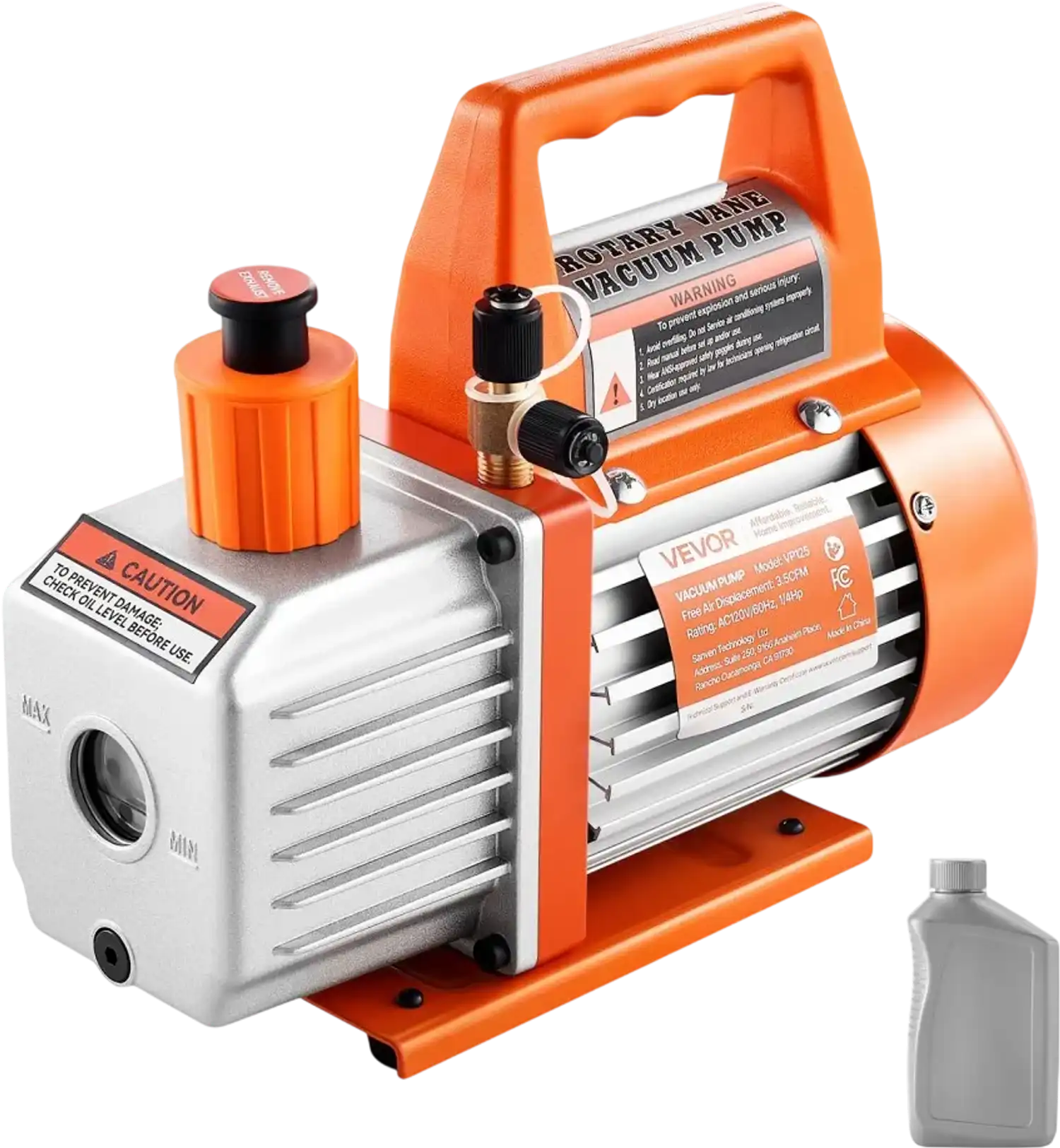 Vevor Vacuum Pump 3.5 CFM Single-Stage Rotary Vane AC for R134a R22 R410a New