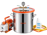 VEVOR 5 Gallon Vacuum Chamber with Pump, 3.5 CFM, Single Stage Vacuum Pump, Stainless Steel Degassing Chamber Kit with Tempered Glass Lid, 5 ft Hose, for Stabilizing Wood Degassing Silicone Resin