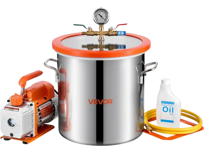 Vevor Vacuum Chamber Kit 5 Gallon 3.5 CFM Stainless Steel Degassing Chamber with Pump New